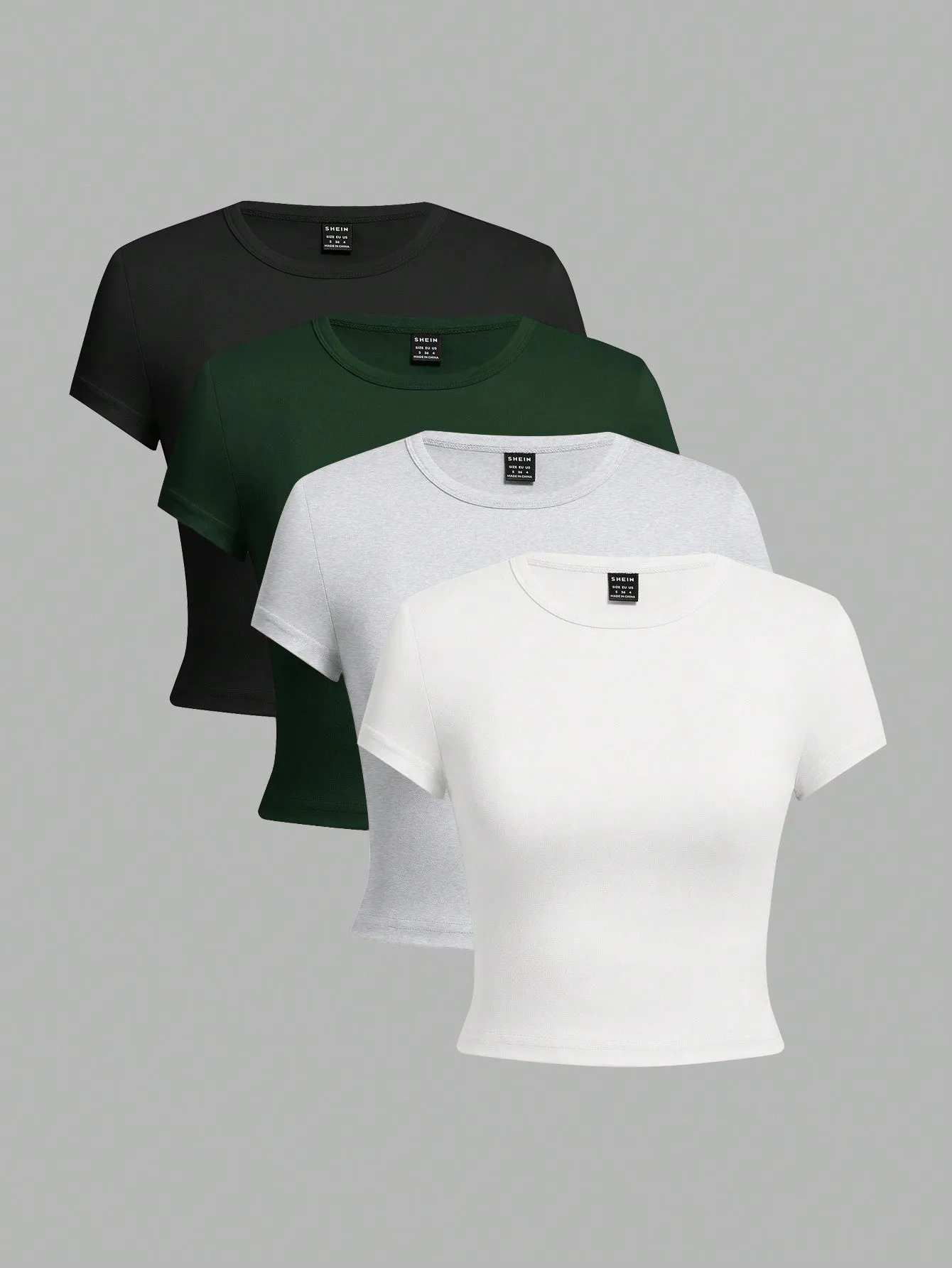 4pcs Casual Round Neck Slim Short Sleeve Women's T-Shirt, Suitable For Summer