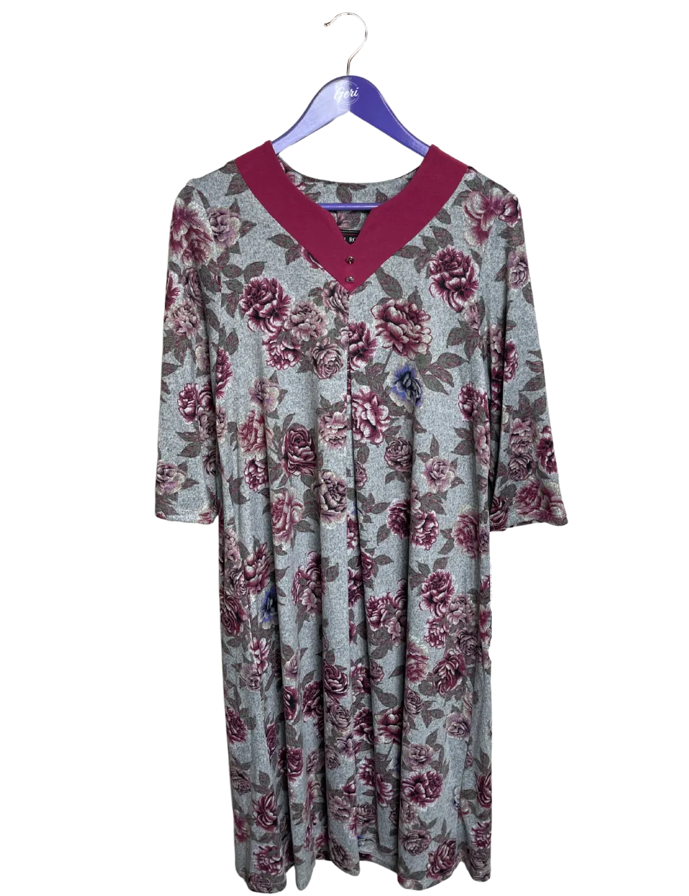 Adaptive Dress with Notched Neckline - Pink Floral