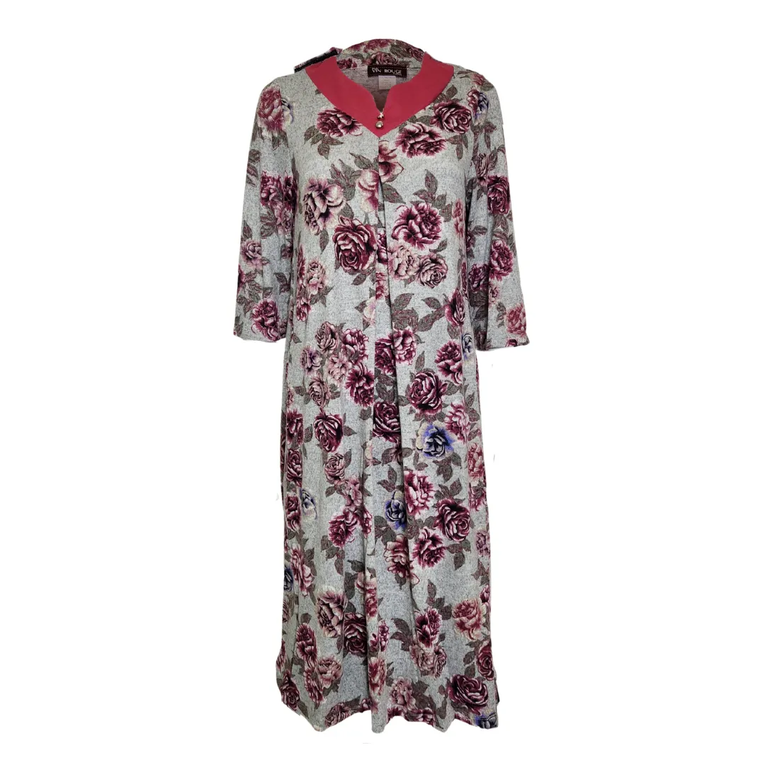 Adaptive Dress with Notched Neckline - Pink Floral