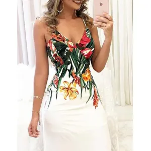 Boho Floral Printed Sleeveless Long Maxi Party Dress