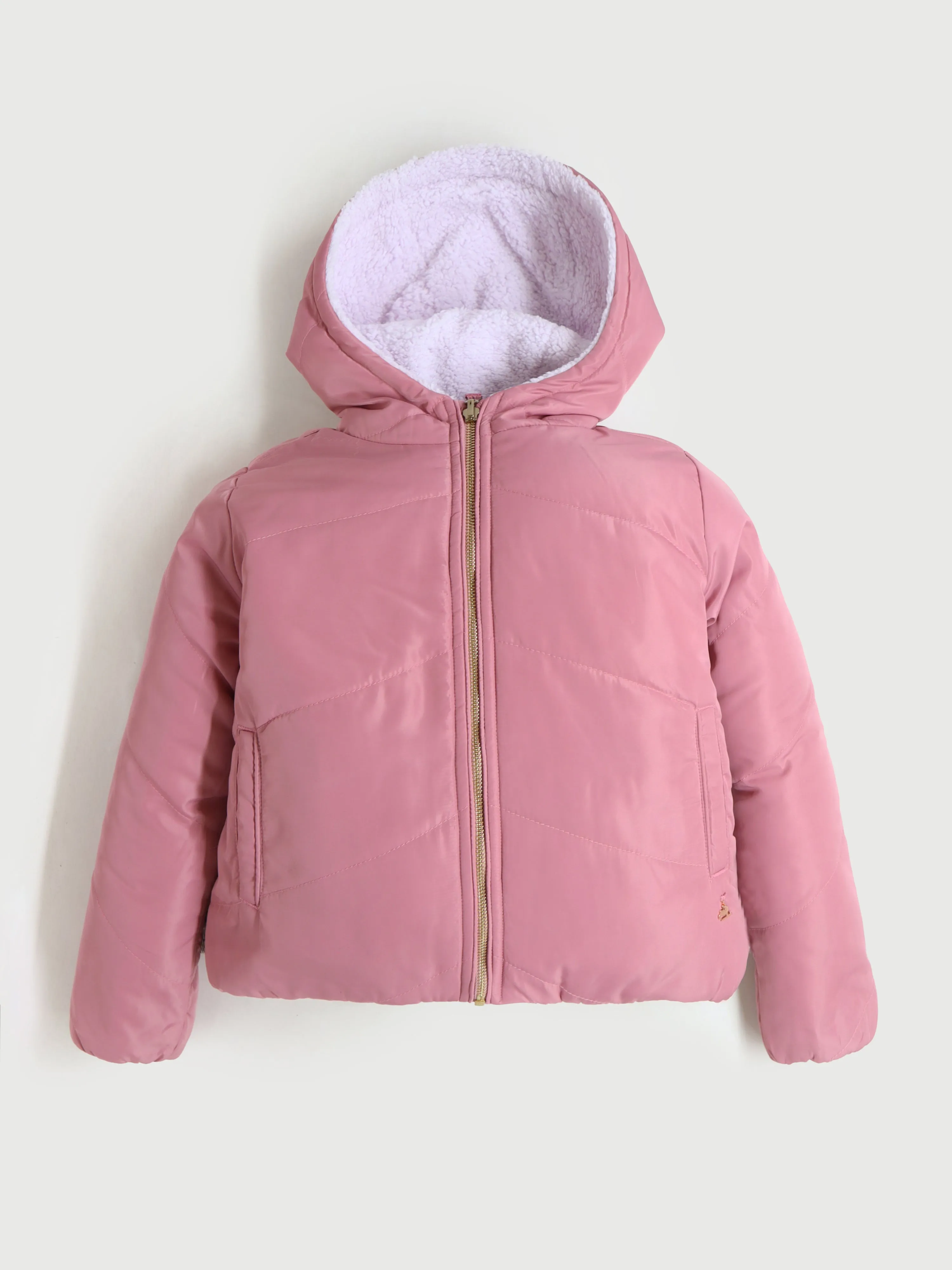 Cherry Crumble Girls Pink & Lilac Regular Length Solid Jacket