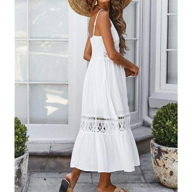 FashionSierra - Women Summer Vintage Sleeveless V-Neck Boho Long Dress