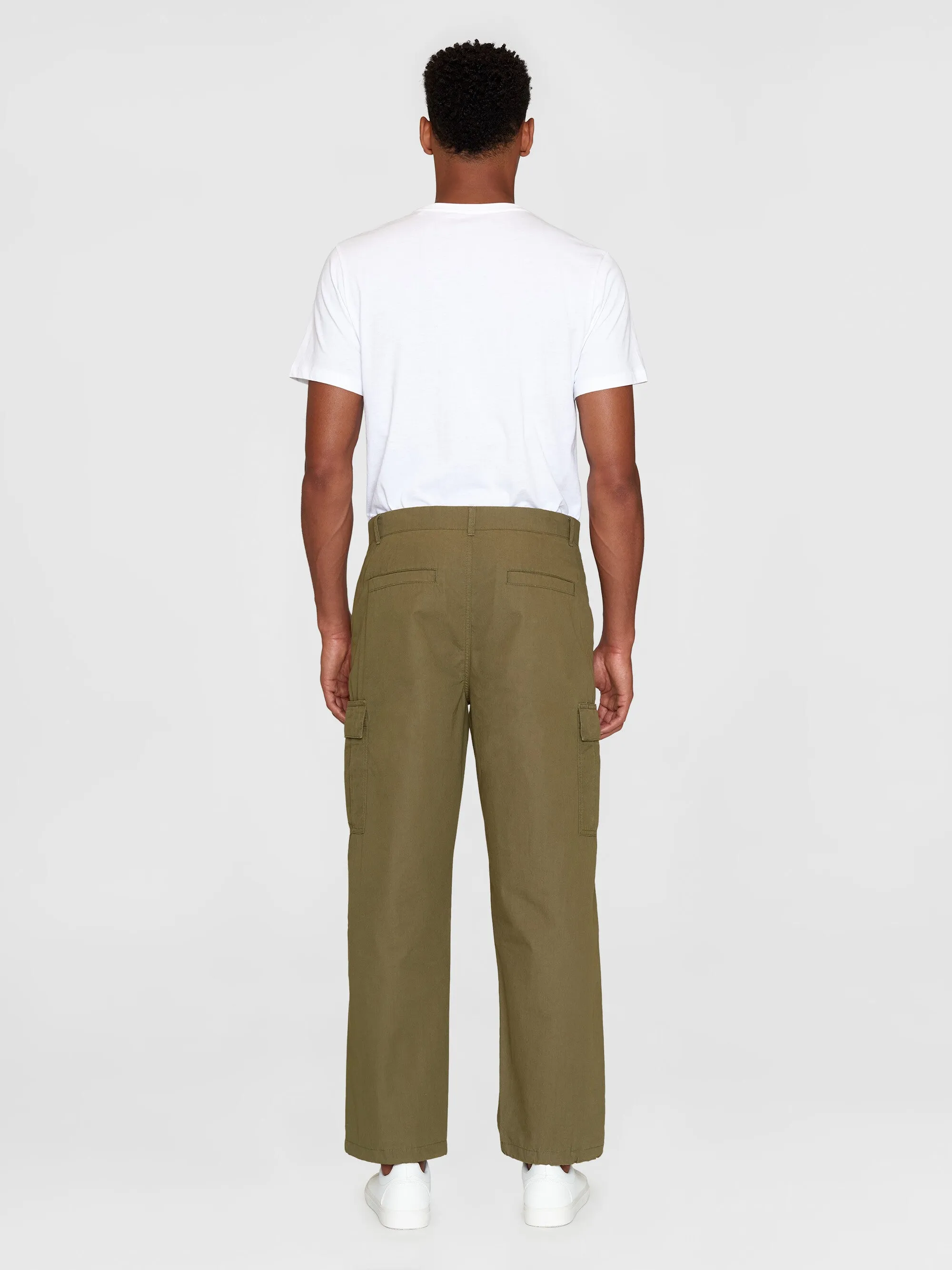 FIG loose cargo poplin pants - GOTS/Vegan - Burned Olive