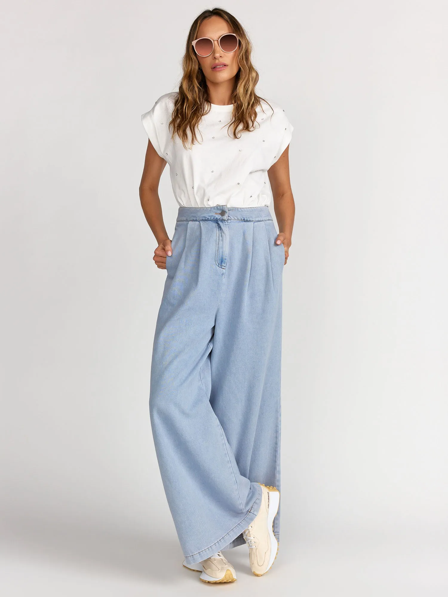 Flying Tomato Pleated Wide Leg Denim Jeans - Brands We Love