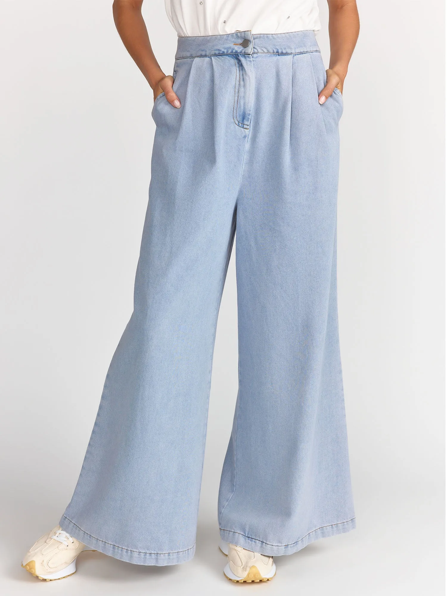 Flying Tomato Pleated Wide Leg Denim Jeans - Brands We Love