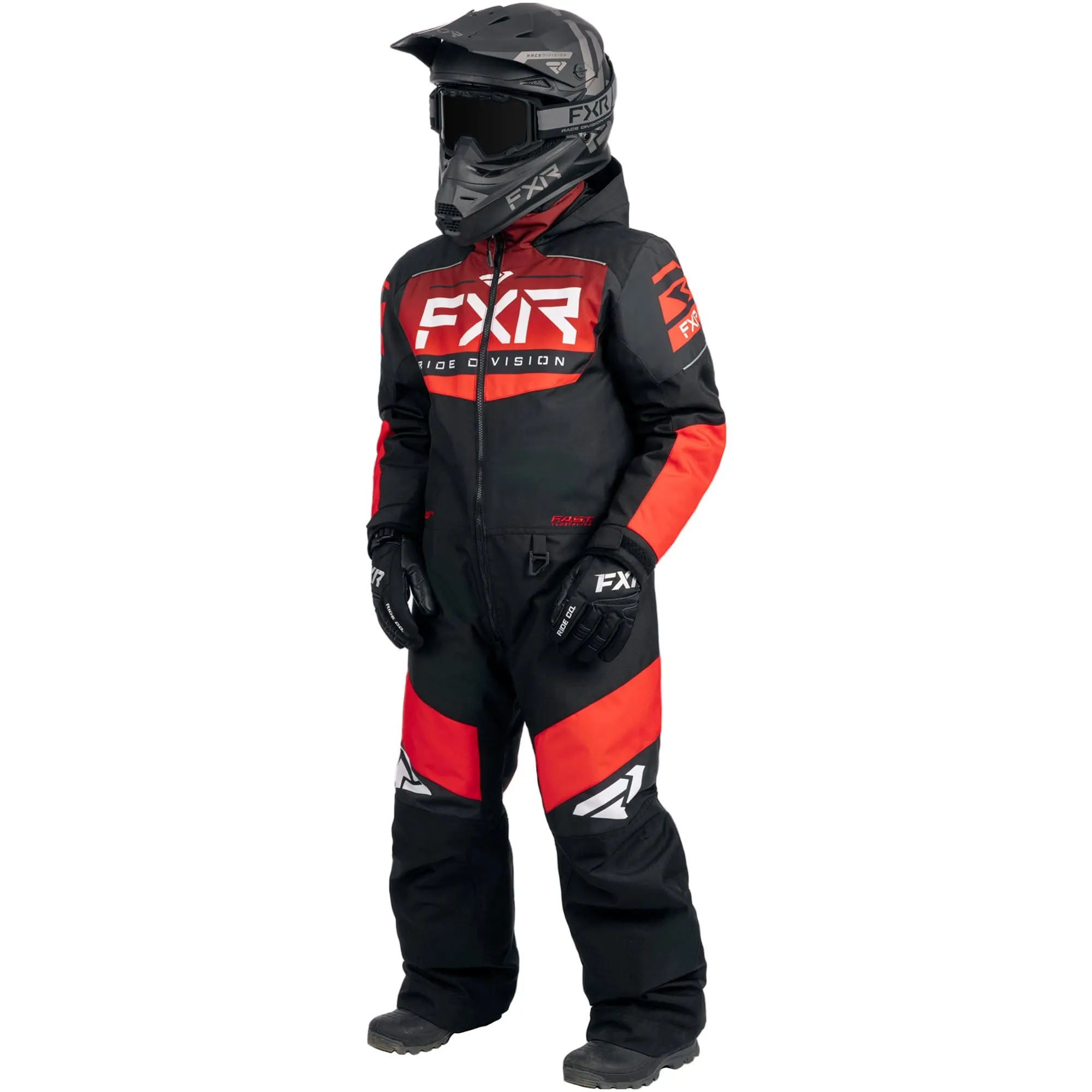 FXR Childs Helium Snowmobile Monosuit Black/Lava Fade