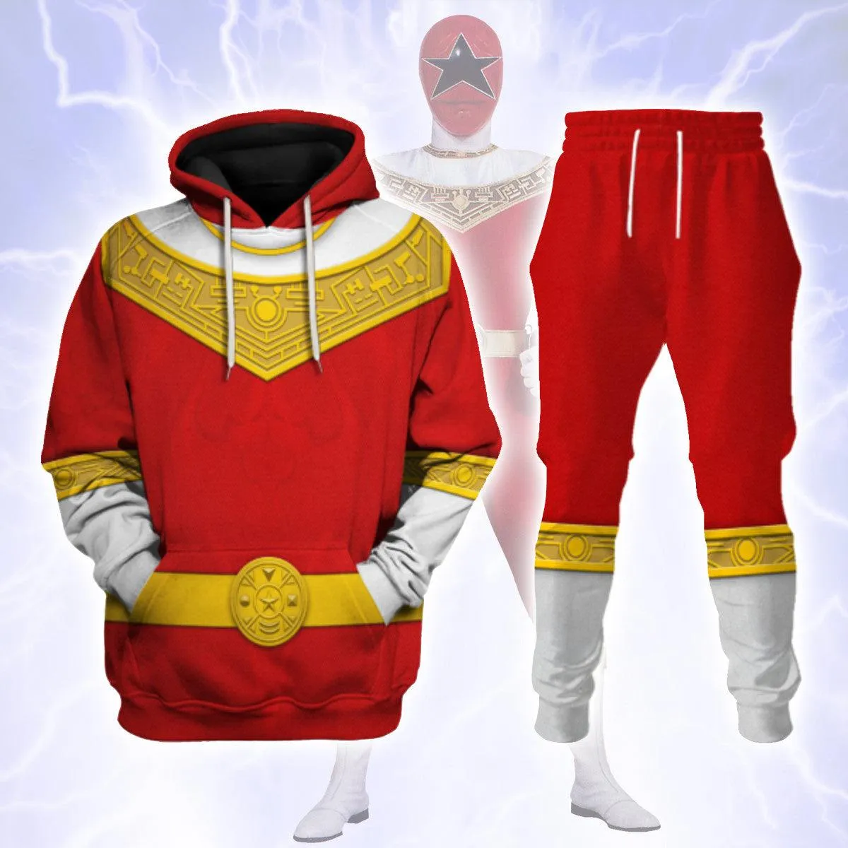 Gearhomie Red Power Rangers Zeo Hoodies Sweatshirt T-shirt Hawaiian Tracksuit