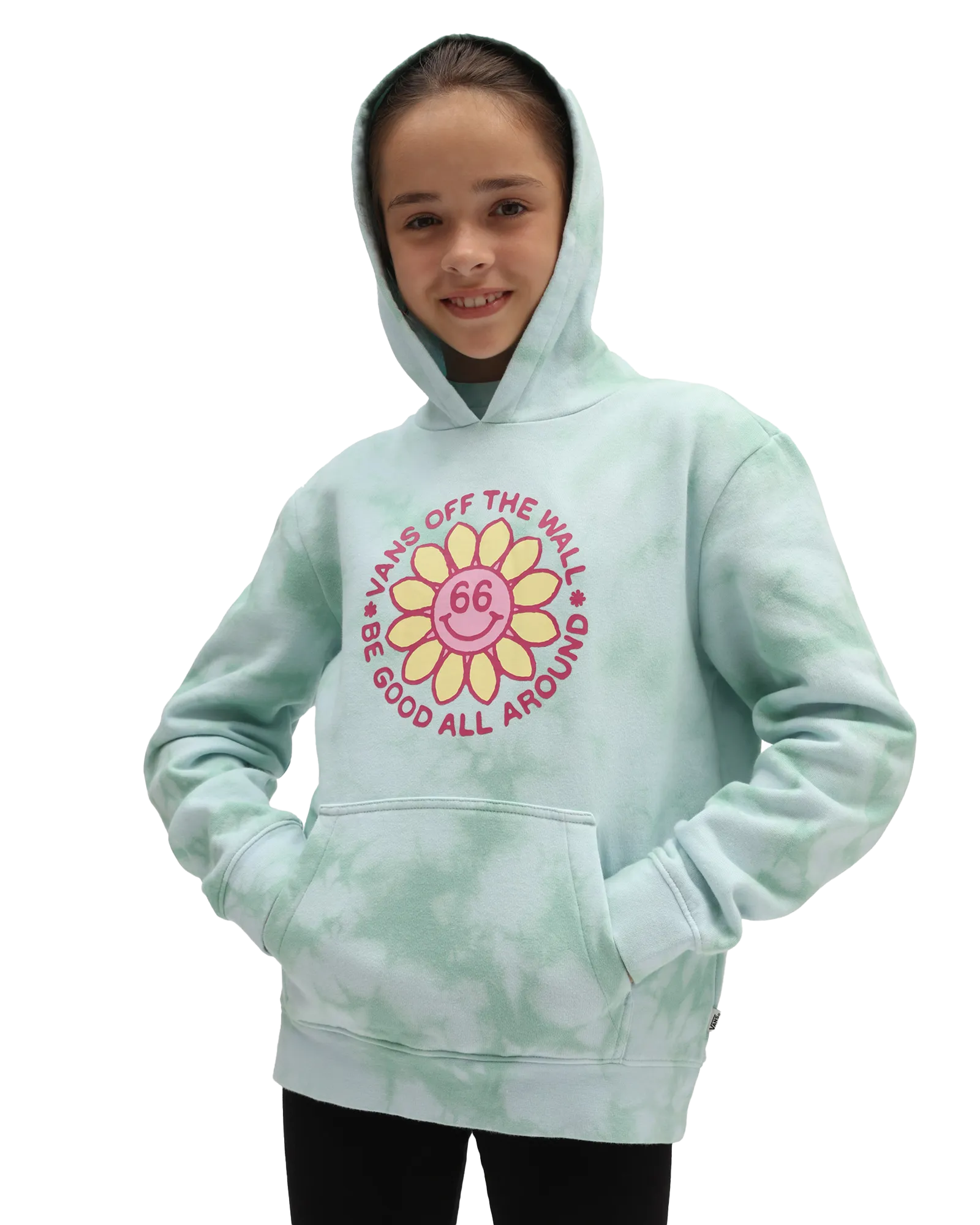 Girls Good All Round Hoodie in Green Ash Latte Wash