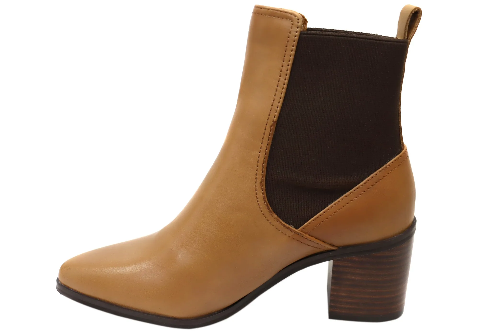 Hush Puppies Vala Womens Comfortable Leather Mid Heel Ankle Boots