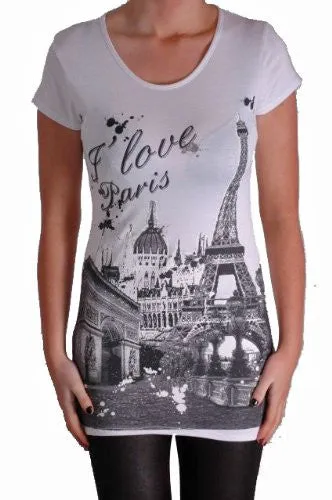 I Love Paris Print Tops