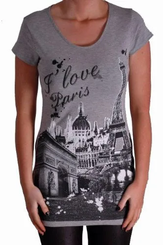 I Love Paris Print Tops