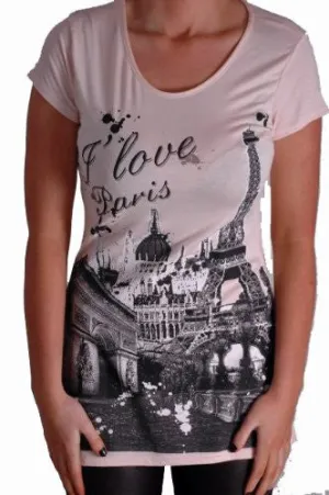 I Love Paris Print Tops