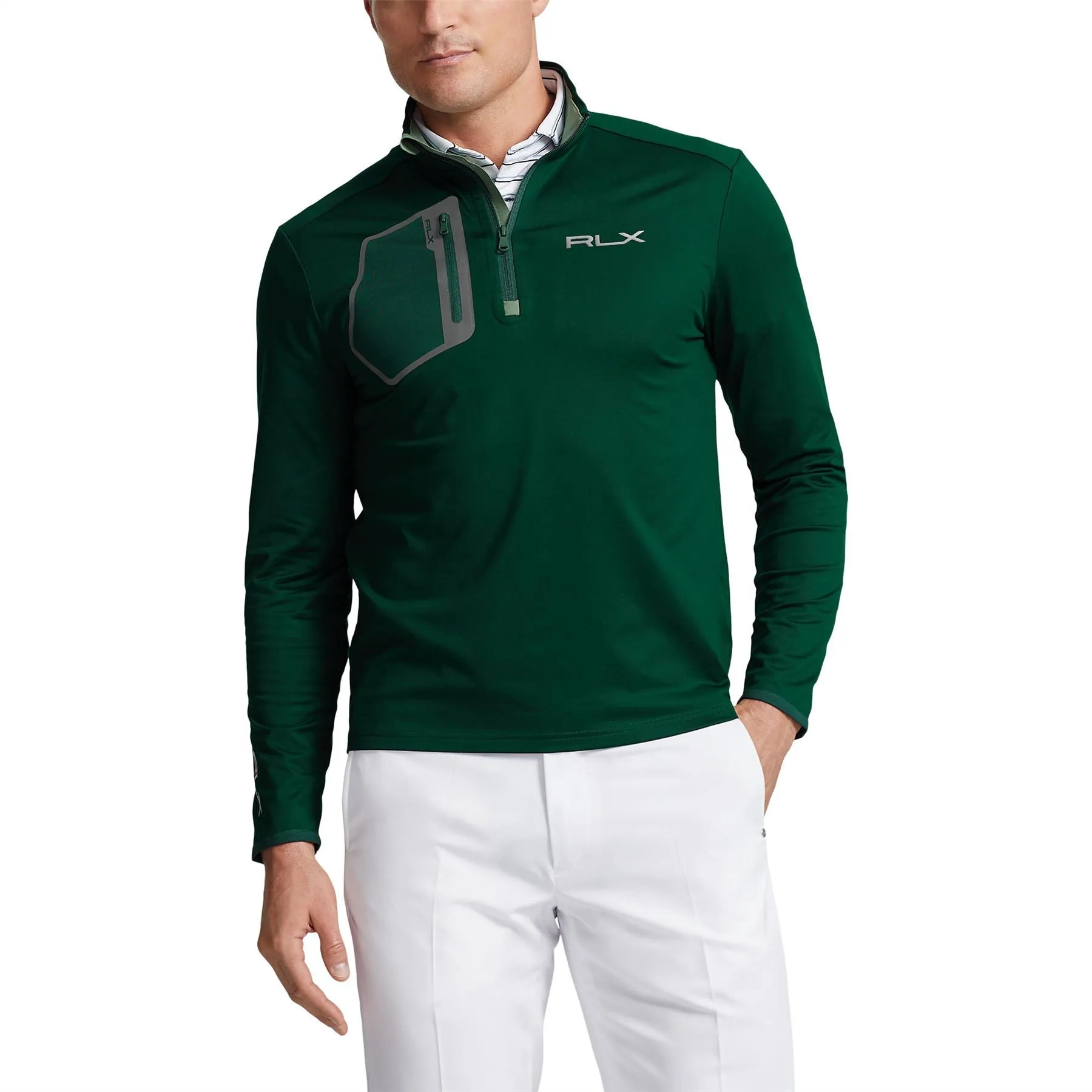 Luxury Performance Knit Quarter Zip Moss Agate - AW23