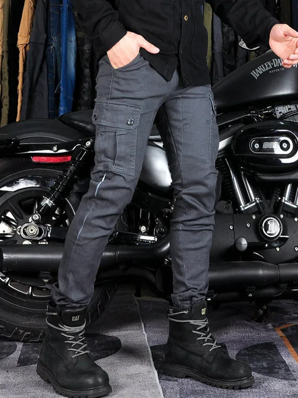 Men’s Winter Fleece-Lined Elastic Cargo Pants with Black Silicone Knee & Hip Protectors