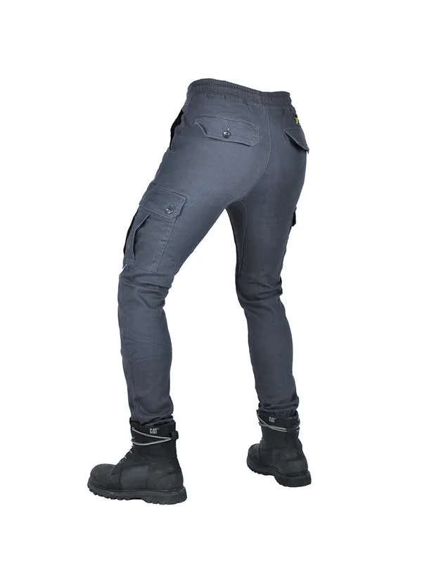 Men’s Winter Fleece-Lined Elastic Cargo Pants with Black Silicone Knee & Hip Protectors