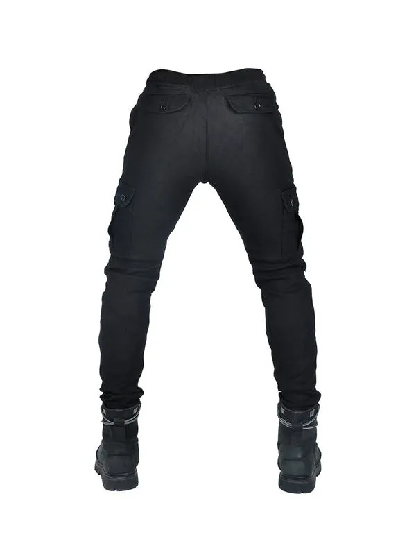 Men’s Winter Fleece-Lined Elastic Cargo Pants with Black Silicone Knee & Hip Protectors