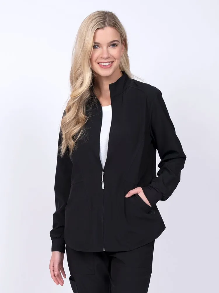 Meraki Sport Women's Zip Front Scrub Jacket | Black