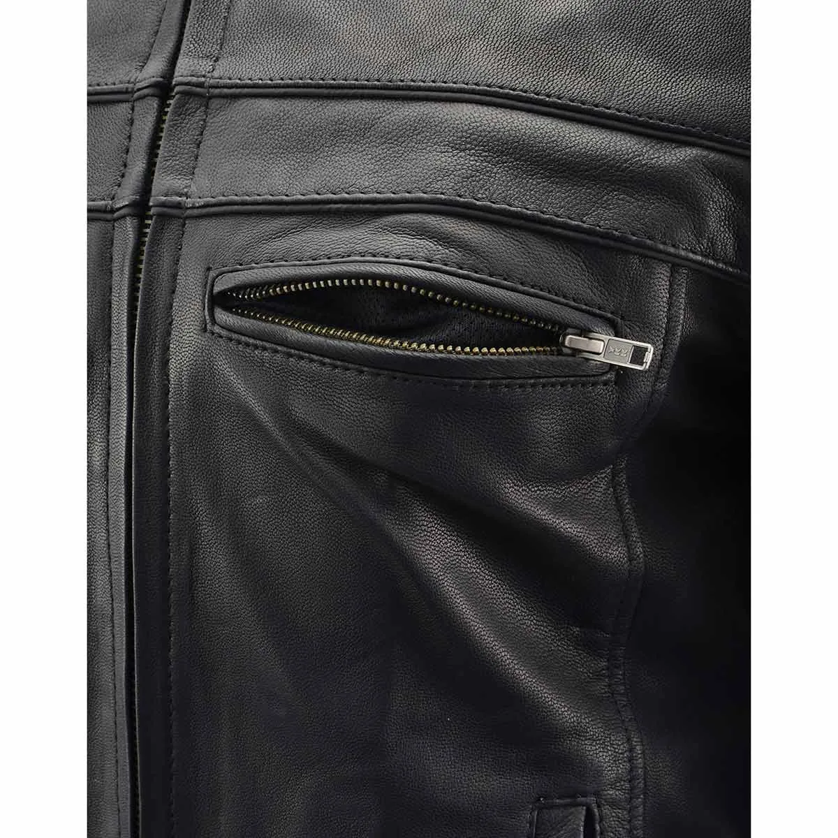 Milwaukee Leather MLM1525 Men's ‘Crossover’ Black Leather Lightweight