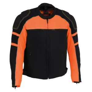 Milwaukee Leather MPM1791 Men's Black and Orange Textile Armored