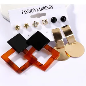 Pinapes Latest Stylish Combo Design Pairs Metal Earrings for Women and Girls