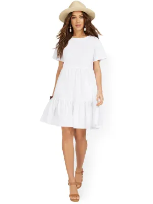 Short-Sleeve Tiered Babydoll Dress