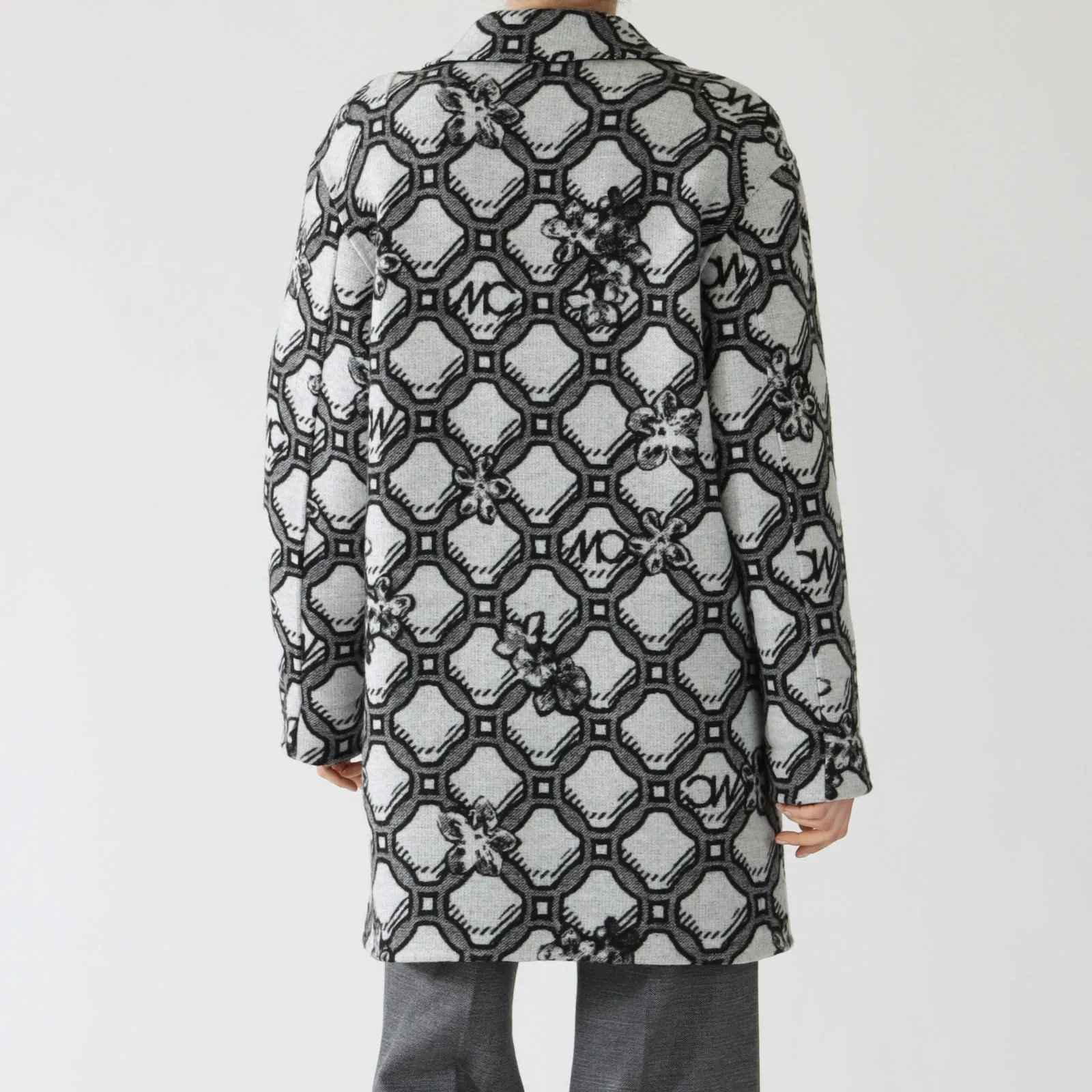 Silver Grey Big Circles Knitted Coat