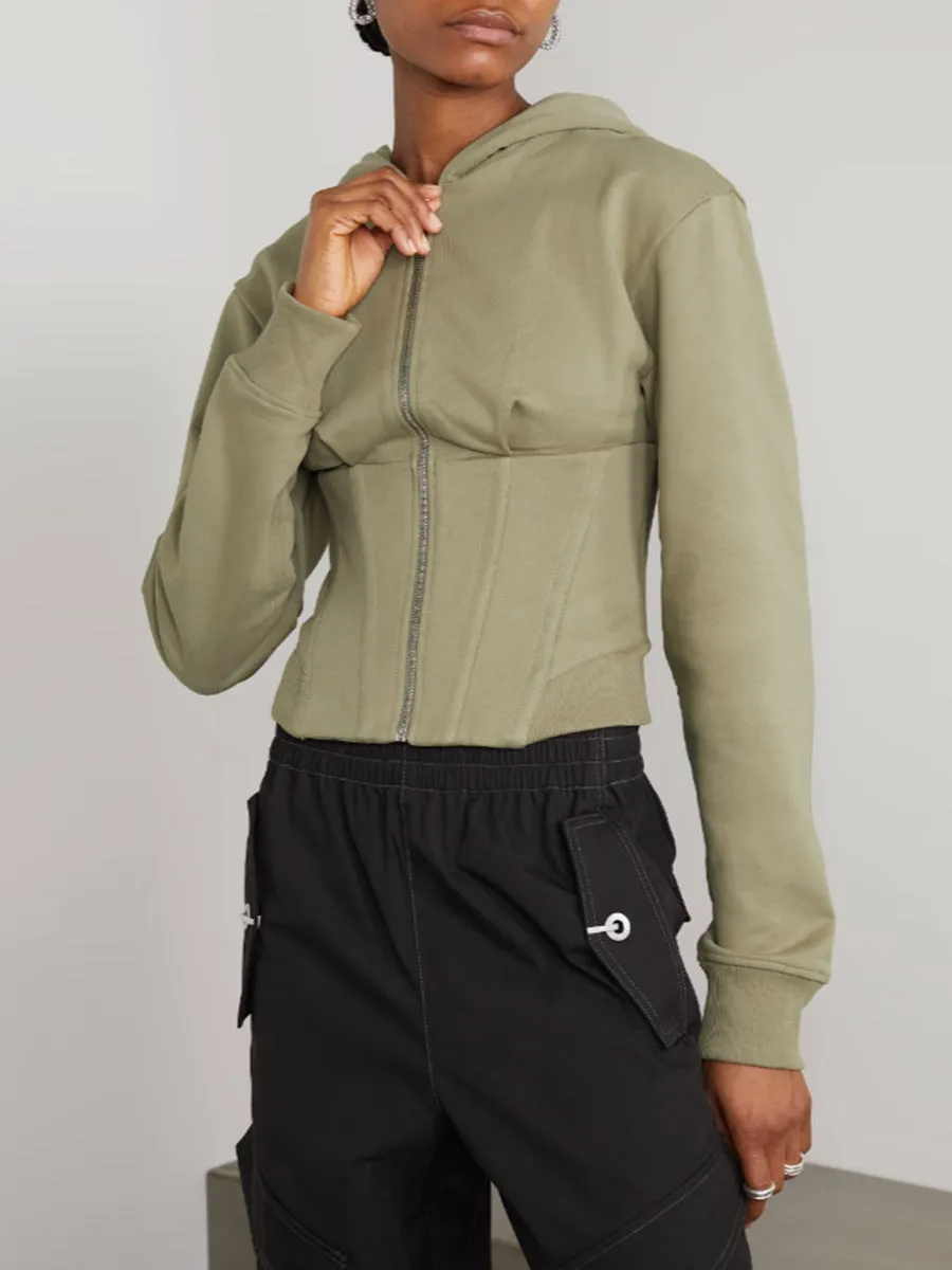 Slim Waist Hooded Short Sweater