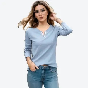 Stylish Comfortable Long-Sleeve V-Neck Tops