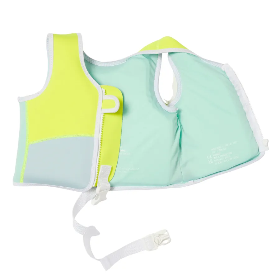 Sunnylife Salty The Shark Swim Vest 2-3 Aqua Neon Yellow SCMSVAQM