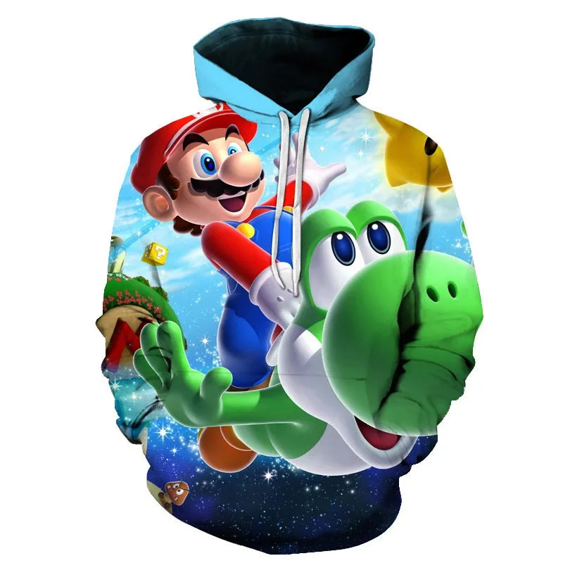 Super Mario Bros Printed Hoodie Pullover Autumn hip-hop Coat Sweatshirt Jumper | w17747