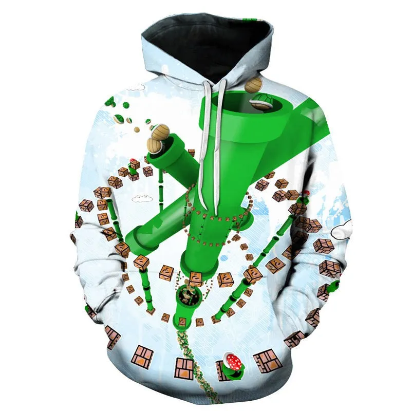 Super Mario Bros Printed Hoodie Pullover Autumn hip-hop Coat Sweatshirt Jumper | w17747