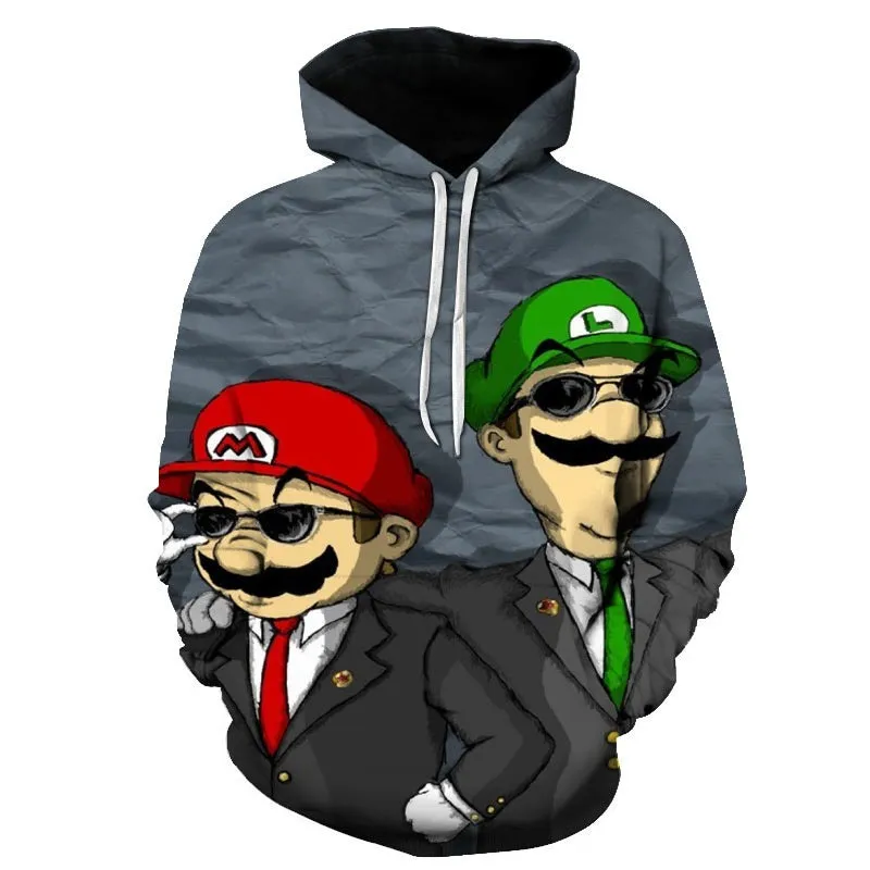 Super Mario Bros Printed Hoodie Pullover Autumn hip-hop Coat Sweatshirt Jumper | w17747