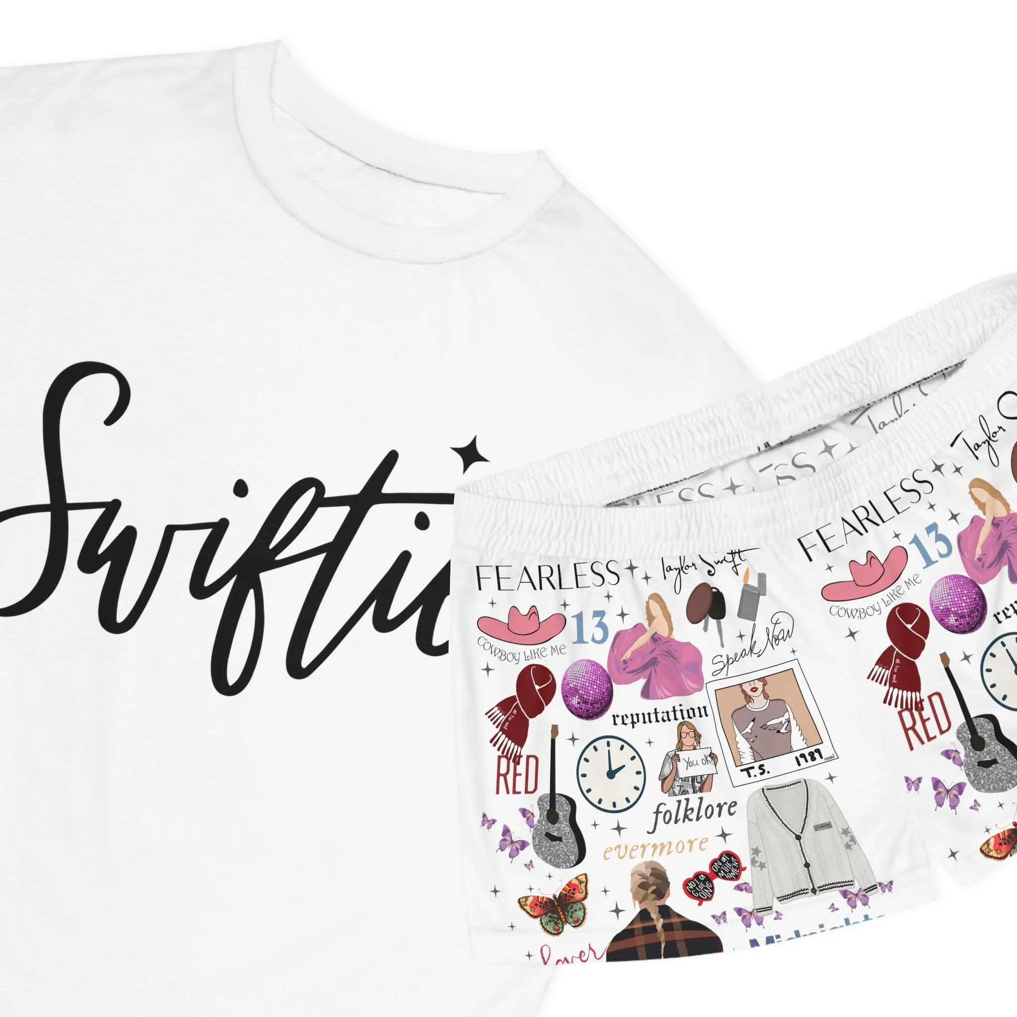 Swiftie Women's Short Pajama Set (AOP), Gift for Swiftie, Birthday Gift for Swiftie, Supermom Pajama set, Best Mom Gift