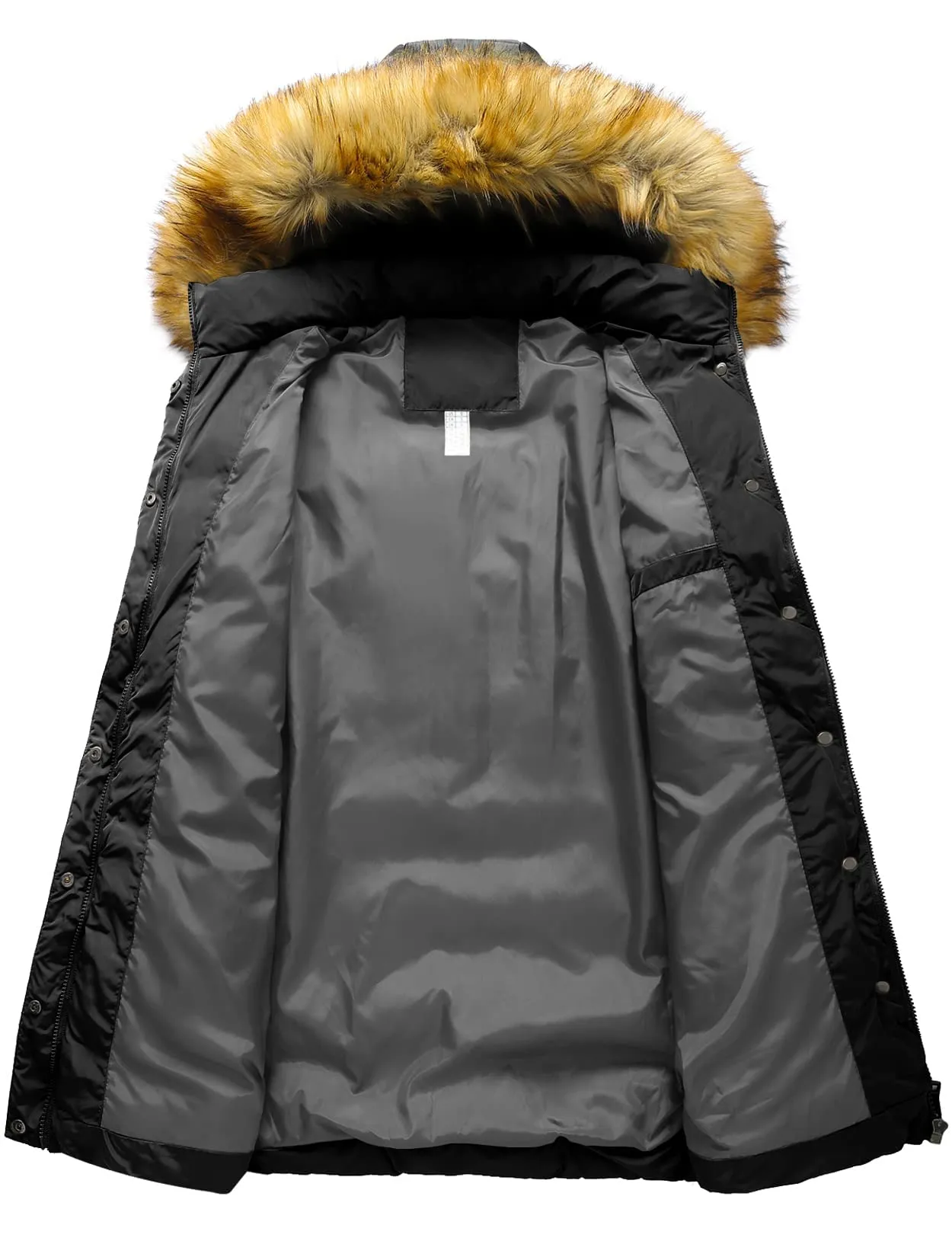 Szory Women's Winter Down Thicken Jacket Puffer Parka Coat with Removable Fur Hood (Black,Medium)