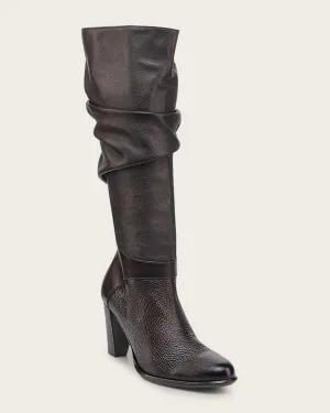 Tall wrinkled dark brown boot