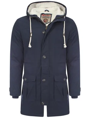 Tokyo Laundry Dierk navy blue borg lined parka