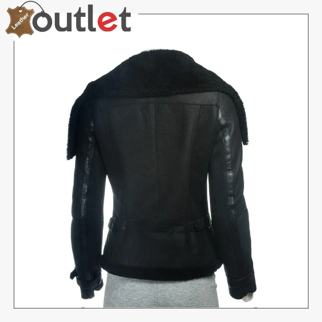 Women Sheepskin Oversized Collar Jacket