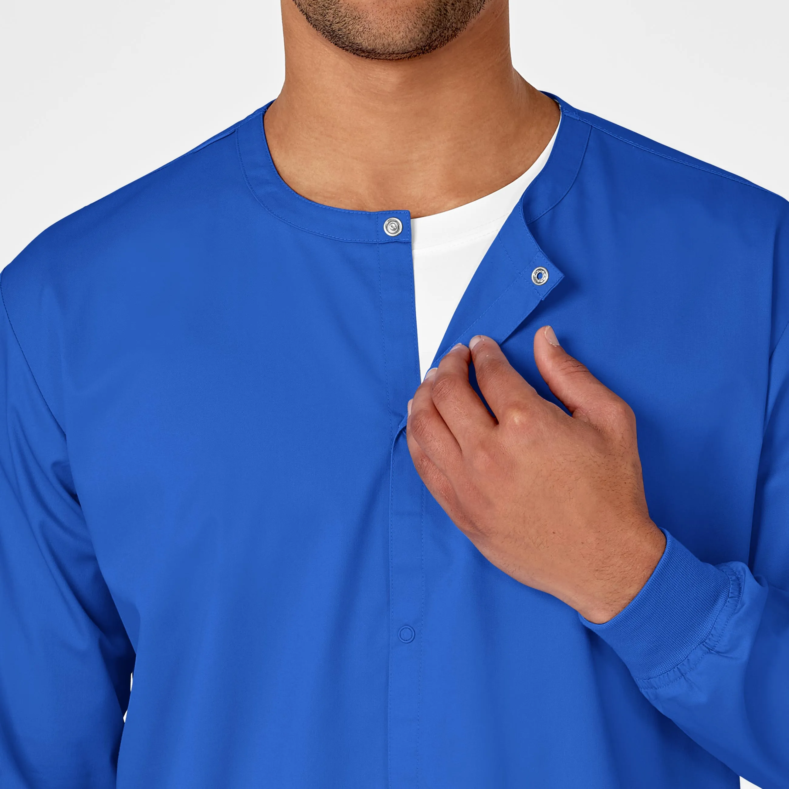 WonderWORK Unisex Snap Front Scrub Jacket - Royal