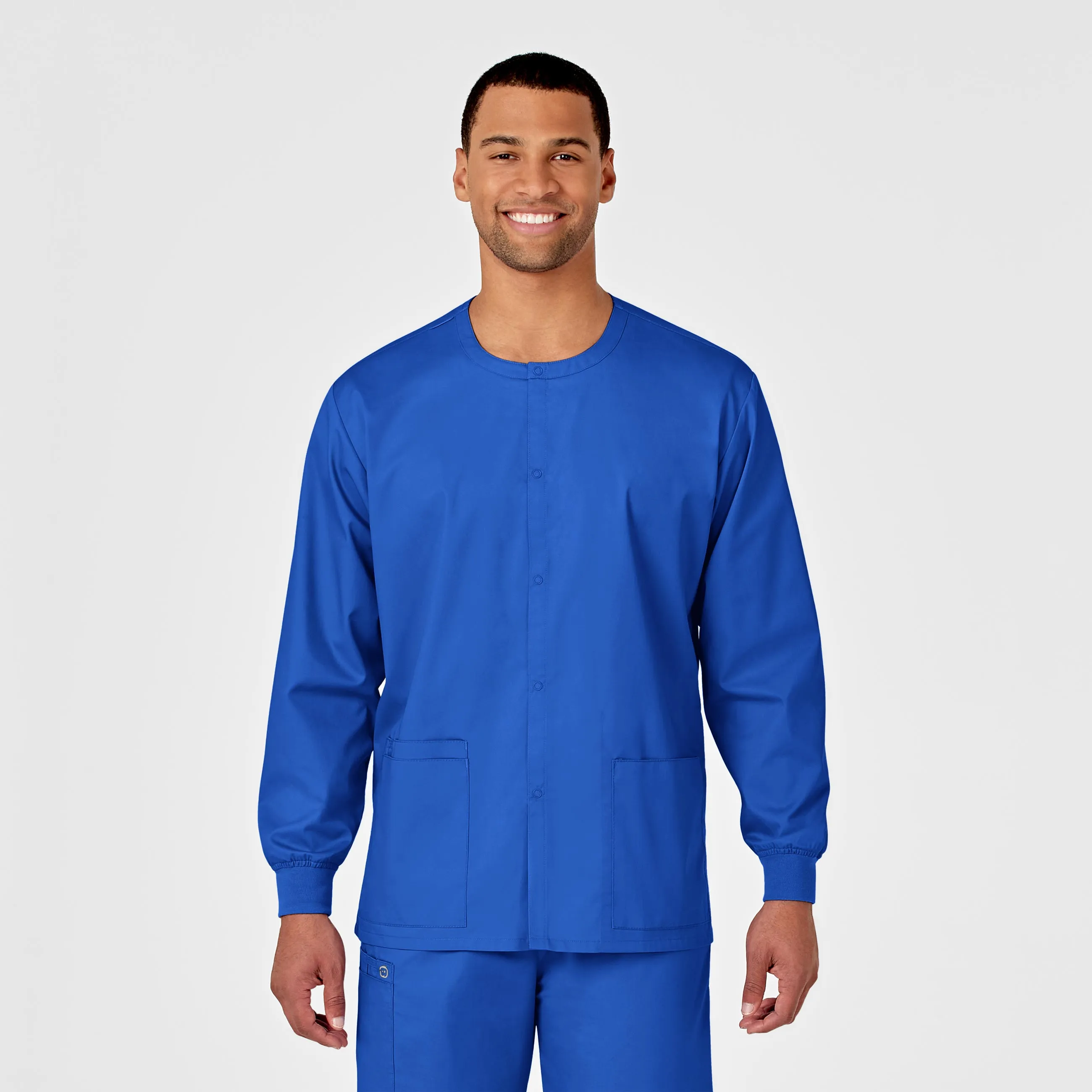 WonderWORK Unisex Snap Front Scrub Jacket - Royal