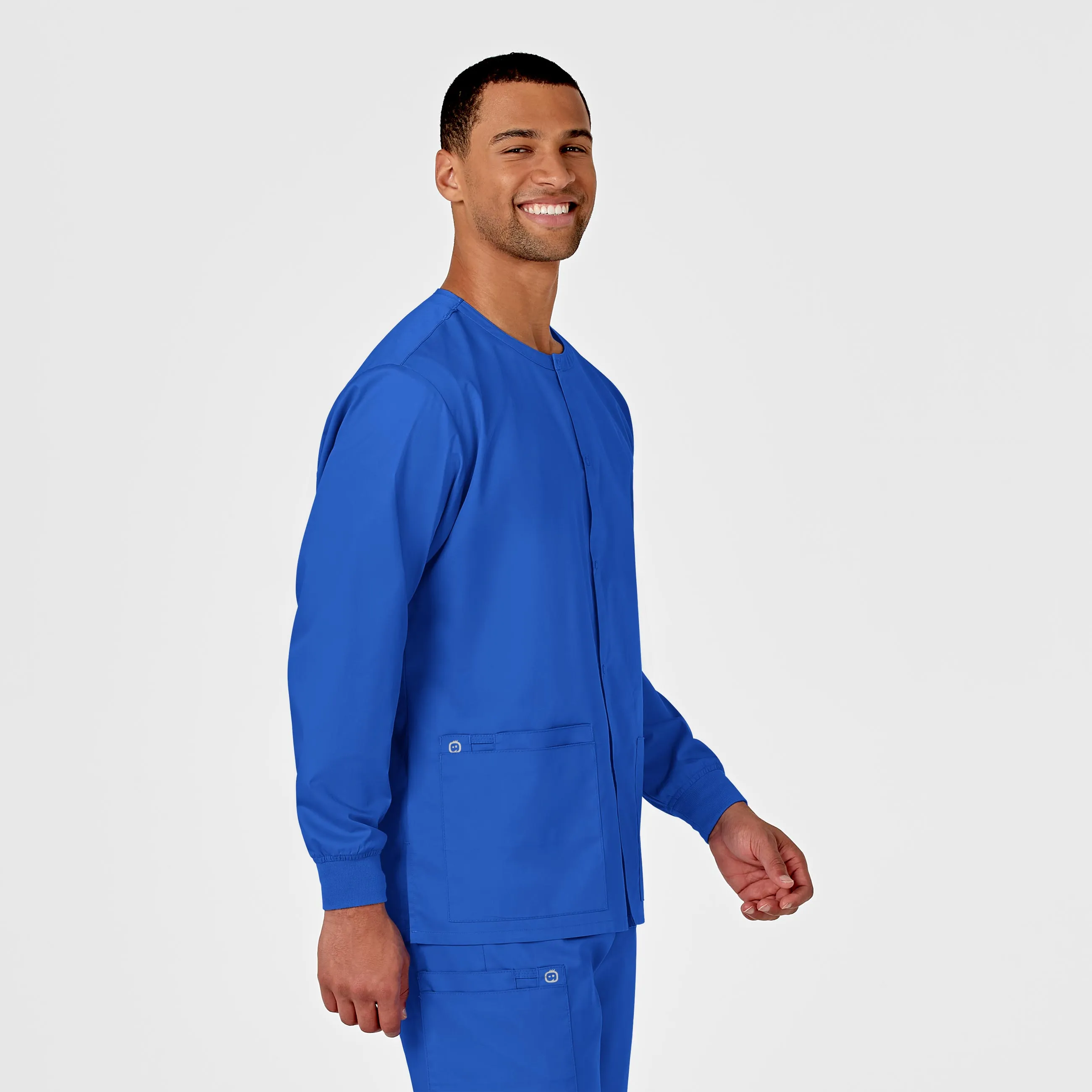 WonderWORK Unisex Snap Front Scrub Jacket - Royal