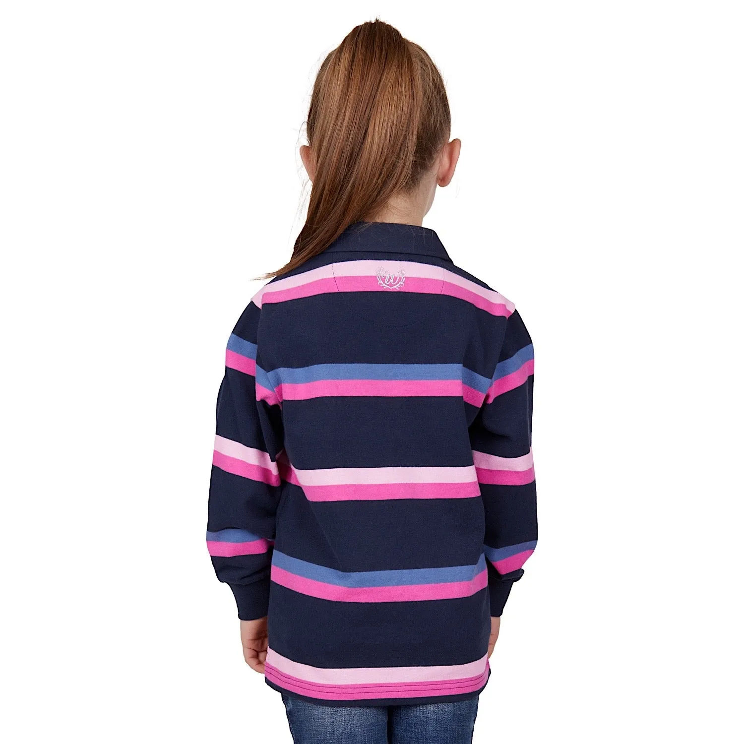 Wrangler Girls Jada Stripe Rugby Navy/Pink